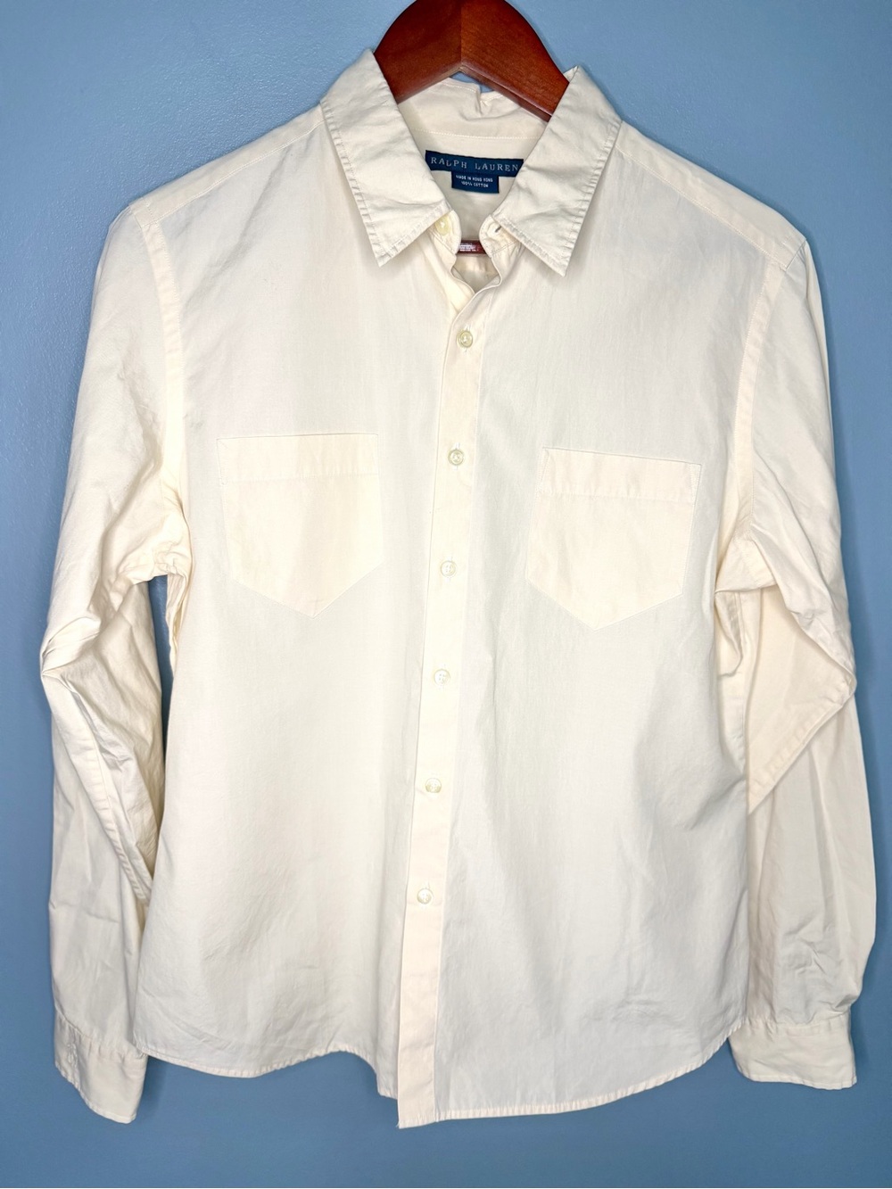 Ralph Lauren Blue Label Women's Pale Yellow Button-Down Preppy Old Money Size 14